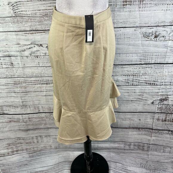 Banana Republic Skirt size 0 Khaki A Line Flared Stretch Modest Peasant High Low - Picture 9 of 10